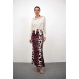 Win Moda Desenli Saten Etek - Saten Etek - Uzun Etek / Kod Çokrenkli - Pembe - 2XL