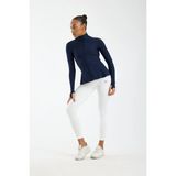Win Moda Kadın Dik Yaka Tam Fermuarlı Spor Ceket – Volan Detaylı, Parmak Geçmeli | Xs-2xl - Lacivert