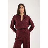 Win Moda Kadın Günlük Takım - Baggy Pantolon ve Salaş Gömlek - Dokulu Takım - Bordo