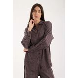 Win Moda Kadın Günlük Takım - Baggy Pantolon ve Salaş Gömlek - Dokulu Takım - Füme - Antrasit