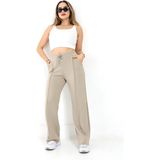 Win Moda Kadın Modal Kumaş Eşofman Altı Dokulu Kumaş / Women's Textured Sweatpants - Bej