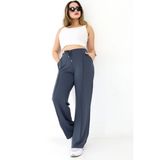 Win Moda Kadın Modal Kumaş Eşofman Altı Dokulu Kumaş / Women's Textured Sweatpants - XL - Füme