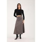 Win Moda Yeni Sezon Mevlana Süet Uzun Kloş Etek Yüksek Bel Lastikli Iç Göstermeyen Mevlana Serisi S/xl 7 Renk - Gri