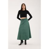 Win Moda Yeni Sezon Mevlana Süet Uzun Kloş Etek Yüksek Bel Lastikli Iç Göstermeyen Mevlana Serisi S/xl 7 Renk - Yeşil