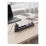 Winboss Winnboss 4'lü Priz 3'lü USB Girişli Çoklu Uzatma Kablosu Şarj İstasyonu Akım Korumalı Anahtarlı