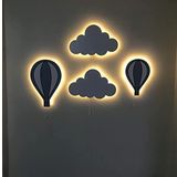 Windly Concept 4’lü Bebek Odası Çocuk Odası Led Bulut Balon Gece Lambası Beyaz
