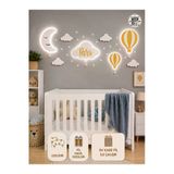 Windly Concept Ay Balon Bulut Ahşap Led'li Çocuk Odası Dekorasyonu - Eğlenceli Ve Güvenli Aydınlatma Sarı