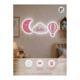 Windly Concept Isimli Ay Balon Bulut Gece Lambası Çocuk Odası Bebek Odası Dekoratif Led Aydınlatma Set Pembe