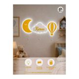 Windly Concept Isimli Ay Balon Bulut Gece Lambası Çocuk Odası Bebek Odası Dekoratif Led Aydınlatma Set Sarı