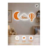 Windly Concept Isimli Ay Balon Bulut Gece Lambası Çocuk Odası Bebek Odası Dekoratif Led Aydınlatma Set Turuncu