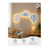 Windly Concept Kişiye Özel Bebek Odası İsimlik Led Işıklı Fil Balon Bulut Kapı Süsü Ahşap Duvar Süsü Mavi