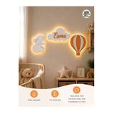 Windly Concept Kişiye Özel Bebek Odası İsimlik Led Işıklı Fil Balon Bulut Kapı Süsü Ahşap Duvar Süsü Turuncu