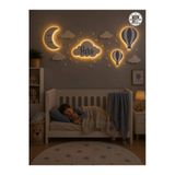 Windly Concept Kişiye Özel Led Işıklı Bulut İsimlik Ay Balon Bebek Odası Duvar Süsü Mdf Çocuk Odası Dekorasyonu Pil Dahil Mavi