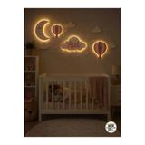 Windly Concept Kişiye Özel Led Işıklı Bulut İsimlik Ay Balon Bebek Odası Duvar Süsü Mdf Çocuk Odası Dekorasyonu Pil Dahil Pembe