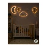 Windly Concept Kişiye Özel Led Işıklı Bulut İsimlik Ay Balon Bebek Odası Duvar Süsü Mdf Çocuk Odası Dekorasyonu Pil Dahil Sarı