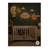 Windly Concept Kişiye Özel Led Işıklı Bulut İsimlik Ay Balon Bebek Odası Duvar Süsü Mdf Çocuk Odası Dekorasyonu Pil Dahil Turuncu