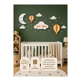 Windly Concept Kişiye Özel LED Işıklı Bulut İsimlik Ay Balon Bebek Odası Duvar Süsü MDF Çocuk Odası Dekorasyonu Pil Dahil
