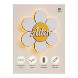 Windly Concept Led Işıklı Papatya İsimlik Kişiye Özel Bebek Kapı Süsü Bebek Odası Dekoru Pil Dahil Beyaz