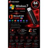 Windows 7 Ultimate Orijinal Lisans + Microsoft 365 Family 5 Kullanıcı + Copilot Destekli + 64 GB USB Kurulum Seti | Freedos Uyumlu