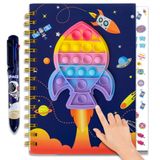 windrio Çocuklar için Pop Defter, Kabarcık Fidget Defter, Roket Kız Spiral Defter, Erkek Çocuk Günlüğü, 8 Renkli Kalem ve Çıkartmalar ile Gençler için Okul Yazma Çizim Hediyeleri Yaş 6 8 10 12