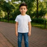 Windy Island Erkek Çocuk Bisiklet Yaka %100 Pamuk Basic Kısa Kollu T-Shirt - Beyaz - 9 - 10 Yaş