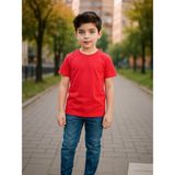 Windy Island Erkek Çocuk Bisiklet Yaka %100 Pamuk Basic Kısa Kollu T-Shirt - Kırmızı - 9 - 10 Yaş