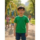 Windy Island Erkek Çocuk Bisiklet Yaka %100 Pamuk Basic Kısa Kollu T-Shirt - Yeşil - 9 - 10 Yaş