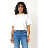 Windy Island Kadın Bisiklet Yaka Basic Oversize Crop T-Shirt - Beyaz - M