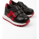 Windy Shoes Erkek Bebek Çocuk Hakiki Deri Ortopedik Günlük Yürüyüş Ayakkabısı - Siyah - Kırmızı