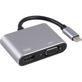 Winex 2in1 Type-C To 4K HDMI + VGA Çevirici ve Dönüştürücü Adaptör - Gri