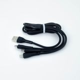 Winex Ca107 Gfz 3in1 Micro, Lightning, Type-C Çıkışlı Data Ve Şarj Kablosu 3.4a Siyah
