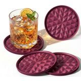 Wingcases İçecekler için Silikon Bardak Altlıkları [4 Paket] - Masa Üstü Koruma için Bardak Altlığı - Kaymaz, Yapışmaz, Sehpa Dekoru, Her Durum için Harika Hediye, Kırmızı