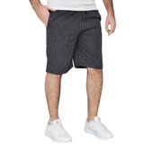 wingetstar Erkek Siyah Çizgili Iki Iplik %85 Pamuk %15 Polyester Rahat Kalıp Günlük Çizgili Bermuda Şort