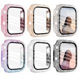 Wingle Apple Watch Kılıfı ile Uyumlu 6'lı Paket 40 mm Ekran Koruyucu Yüz Kapağı, Apple Watch Serisi SE 6 5 4 Ekran Koruyucu 40 mm için 200'den Fazla Bling Kristal Elmas Apple Watch Tampon Kılıfı