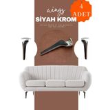 Wings Krom Siyah Mobilya Koltuk Ayagi Chester Komidin Tv Unitesi Vestiyer Ayagi 21 Cm 4 Adet