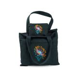 Wings Of Simurg Butikmutik-lotus Çiçeği Nakış Işlemeli Fermuarlı Kanvas Bez Çanta ve Cüzdan Takım