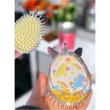 Winibella Sarı Renk Unicorn Figürlü Simli Taşınabilir Saç Tarama Fırçası/ Tarak - Sarı - Altın