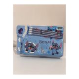 winingo 2Y Shop Kırtasiye Okul Seti Stitch-Kalem Kutu 4 Kalem Kalemtıraş Kalem Tutucu seti 7 parça Mavi Renk