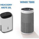 Winix T800 Hava Temizleyici Wifi Bağlantılı ve Meacodry Arete® One 20L Nem Alma ve Hava Temizleme Cihazı Paketi - Beyaz