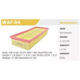 Winkel Waf-54 Hava Filtresi Golf Jetta 80 1.6D Koli 38 Ad. 026133837A