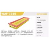 WINKEL WAF-7285 Hava Filtresi CLIO II Kangoo Megane I Laguna Trafic II / Vivaro A Movano A 1.9 Dtı 1.9 DCI