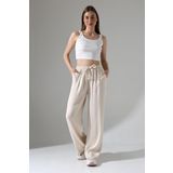 Winmoda Baggy Model Saten Pantolon /Geniş Paça Dokulu Saten Pantolon