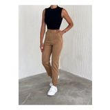 winmoda Kadın Süet Yüksek Bel Havuç Pantolon / women suede fabric high waist trousers