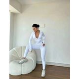 Winmoda34 Kadın Dalgıç Polarlı Likralı Spor Günlük Tulum Önden Fermuar Detaylı Uzun Kol Parmak Geçmeli Model