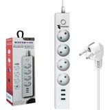 Winnboss Akım Korumalı Priz Dörtlü Anahtarlı 2 mt 3 x Usb Wınnboss WN-3405