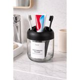 Winnboss Geffr Cam Diş Fırçalık Modern Banyo Diş Fırçalık Şık Cam Gövde 3 Bölmeli Şeffaf Cam Diş Fırçalık Organizer
