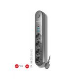 Wınnboss Termal Akım Korumalı Usb Ve Type C 2.1A Şarj Çıkışlı 10A 2500W 4'Lü Uzatma Grup Priz Siyah 3402 Siyah