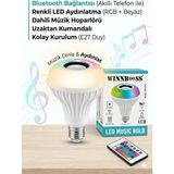 Winnboss WN-1156 Bluetooth Hoparlörlü LED Ampul | Kumandalı Rgb Işık + Müzik Çalar | 3’ü 1 Arada Akıllı Ampul - 10 - 20 W