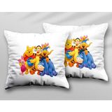 Winnie The Pooh Karakterler Iki Adet Iki Tarafı Baskılı Yıkanabilir Yastık Kırlent Kılıfı - Krem - 43x43