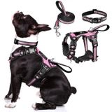 WINSEE Evcil Hayvan Tasması ve Tasma Seti, Hepsi Bir Arada Yansıtıcı Köpek Koşum Takımı Yavru Köpekler için Ayarlanabilir Tokalı, Küçük, Orta, Büyük ve Ekstra Büyük Köpekler (Medium, Pembe)